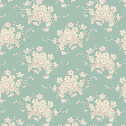 Tilda Patchwork Stoff Baumwolle - Sunday Brunch - White Flower Teal